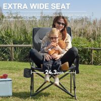 EVER ADVANCED Oversized Folding Camping Chair, for Adults Heavy Duty Lawn Chair with Side Pockets, Portable Collapsible Quad Chair for Outside, Support Up to 500lbs, Grey - Image 5