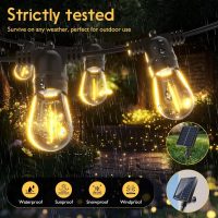 Solar String Lights Outdoor with Remote 30 FT, USB & Solar Dual Charging, Waterproof, 8 Modes 3 Timers, 10+1 LED Shatterproof S14 Bulbs, Dimmable Solar Light for Camping Backyard Bistro Porch Garden - Image 3