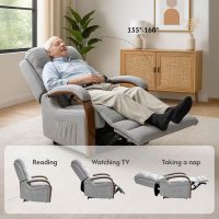 FLEXISPOT Dual Motor Power Lift Recliner Chair for Elderly, Electric Lay Flat Reclining Chair with Massage & Heat, Side Pockets, Fabric Single Sofa for Living Room,Light Gray - Image 4