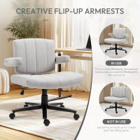 Criss Cross Chair with Wheels, High Back Adjustable Wide Armrest Office Chair, Anti-Grip Fabric Comfort Cushion Modern Style Swivel Computer Task Chairs for Home Vanity Desk Office (Grey) - Image 4