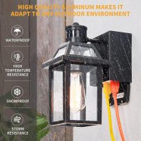 Porch Lights with GFCI Outlet, Dusk to Dawn Motion Sensor Outdoor Light, 3 Lighting Modes Exterior Fixture, Outside for House Front Door Patio Garage(2 Pack Black) - Image 4