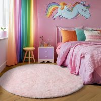 Amdrebio Light Pink Round Rug 4Ft for Girls Bedroom, Fluffy Circle Area Rugs for Kids Room Decor Aesthetic, Cute Shag Fuzzy Carpet for Nursery, Preppy Dorm, Classroom, Playroom, Teen, Baby, Washable - Image 7