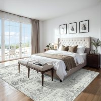 8x10 Area Rugs for Living Room - Washable Rug Modern Abstract Soft Large Neutral Non-Slip Carpet Indoor Floor Stain Resistant Thin Carpets for Bedroom Dining Room Farmhouse Nursery Home Office Grey - Image 3
