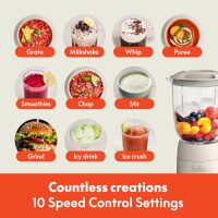 bella 10 Speed Countertop Blender, Juicer & Smoothie Maker, Fits-anywhere™ Kitchenware, Slim Flip & Store Design, Dishwasher Safe 48oz Capacity Pitcher & Lid, Stainless Steel Blade, 450 Watt, Oatmilk - Image 5