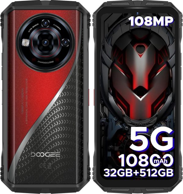 DOOGEE S118 Pro (2025) Rugged Phone 5G,10800mAh(33W) 24GB+512GB/2TB Rugged Smartphone Unlocked,DDR5,108MP+20MP Night Vision,6.6''FHD+120Hz Cell Phone,Dual SIM/Dual Unlock/NFC/GPS/OTG/WiFi 6