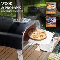 Propane Pizza Oven Wood Fired Outdoor Foldable Pizza Ovens with Gas Burner, Wood Tray Pizza Stone, Pizza Peel, Cover (Black) - Image 3