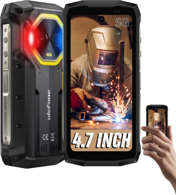 Ulefone Armor Mini 20 Pro 5G Rugged Phone, 16GB+256GB MTK Dimensity 6300, 64MP+50MP Main Camera, 6200mAh(33W), 4.7" HD+ Corning Gorilla Screen, IP68/69K Waterproof, Versatile LED Light, Android 14