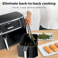 Ninja Foodi 10QT 6-in-1 DualZone Smart XL Air Fryer, 2 Independent 5QT Baskets, Smart Cook Thermometer, Match Cook, Smart Finish, Air Fry, Roast, Bake, Dehydrate, Reheat, Grey, DZ550 - Image 2