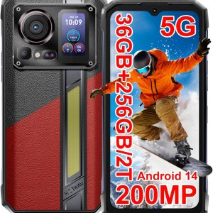 HOTWAV Hyper 7 Pro 5G Rugged Phone, 36GB + 256GB/2TB Android 14 Waterproof Phone, 6.6"FHD+ 2K Display Cell Phone, 10800mAh Battery, 200MP + 32MP Camera, Octa Core, Dual Sim, NFC, OTG, 120Hz, 33W, GPS