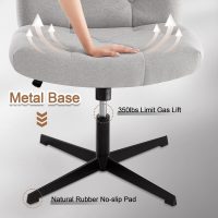VECELO Criss Cross Armless Office Desk Chair No Wheels, Comfy Wide Fabric Padded, Modern Swivel & Height Adjustable for Home/Bedrood/Make Up - Image 6