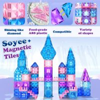 Magnetic Tiles 102pcs with 2 Stairs 2 Dolls Princess Castle Building Girls Toys Age 4-5 6-8 Magnetic Blocks Birthday Xmas Gifts for Girls Toys for 3 4 5 6 7 8+ Year Old - Image 3