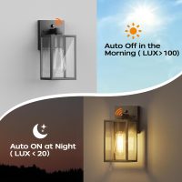 WIHTU Dusk to Dawn Outdoor Lighting Fixtures, Exterior Front Porch Light, Black Sensor Wall Sconce Lamp, Waterproof Wall Lantern, Anti Rust Outside Coach Lights for House, Doorway, Garage - Image 2