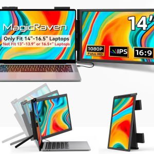 Laptop Screen Extender, 14" 1080P IPS Portable Monitor Travel Monitor for 14-16.5" Laptops with USB-C/HDMI Port, Plug and Play Attachment Screen for Windows/Mac/Android/Switch/PS5/Xbox