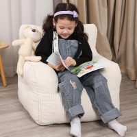Kids Bean Bag Chair with a Plush Bear, Comfy Toddler Chair for Boys and Girls, Beige - Image 2