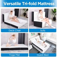 Folding Mattress Queen Size,6 inch Tri-fold Memory Foam Mattress Topper with Washable Cover, Non-Slip Bottom Guest Bed Queen Size, 78" x 58" x 6" - Image 5