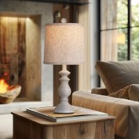 PARTPHONER Traditional Table Lamp Set of 2, Rustic Farmhouse Table Lamps for Living Room Bedroom, 22" Bedside Desk Lamps Vintage Nightstand Lamps with Linen Shades, Antique Grey - Image 6