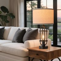 Black Table Lamps for Living Room Set of 2, 22.3" Farmhouse Lamps for Nightstand, Industrial Table Lamps for Bedroom with USB Ports, Bulbs Included - Image 6