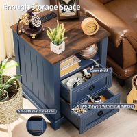 Farmhouse Furniture Set, Nightstands Set of 2 and 6 Drawers Dresser for Bedroom, 54 Inch Wide Wood Dresser and 18" Night Stands with Charging Station for Bedroom, Living Room, Hallway - Image 8