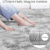 Ultra Soft Area Rugs for Living Room, 5x7 Tie-Dyed Light Grey Fluffy Plush Rugs for Bedroom, Non-Slip Floor Carpet for Nursery, Bedside, Playroom, Corridor, Indoor Decor - Image 2