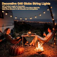100ft 2-Pack Outdoor G40 LED Globe String Lights Dimmable Waterproof Shatterproof Light Strings with 52 Bulbs Connectable Commercial Hanging Lights for Christmas Patio House Backyard Balcony Party - Image 6