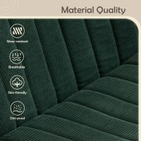 Criss Cross Legged Office Chair no Wheels Upholstered Wide Seat Armless Desk Chair Height Adjustable Swivel Computer Chair for Home Office, Bedroom, Makeup, Dark Green - Image 3