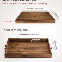 Stove Top Covers for Electric Stove with Handles 30”x22” (Outer) / 28.9”x20.8” (Inner) - Acacia Wood Noodle Board for Gas Stovetop - Stove Top Covers for Gas Burners, Sink Cutting Board (Walnut color) - Image 2