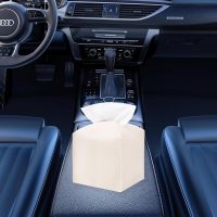 Cream PU Leather Square Tissue Holder, Stylish Tissue Box for Car Console, Home, and Office - Image 5