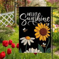 Hello Sunshine Spring Summer Garden Flag Double Sided Sunflower Daisy Bees House Flag Outdoor Seasonal Decorations for Yard Patio Porch 12 X 18 Inches - Image 5