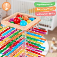 Montessori Wooden Board Games, 48 Colorful Sticks Dice Game with 12 Balls, Family Game for Kids and Adults, Math Educational Toys for 3 4 5 6 Years Old, Fine Motor Skills Toy Gifts for Boys and Girls - Image 3
