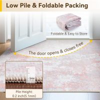 Washable Area Rugs 5'x7' Non-Slip Modern Abstract Soft for Living Room Entryway Bedroom Nursery, Print Pattern, Grey Pink - Image 7