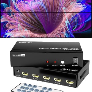 4K HDMI Video Wall Controller 2x2, 4 TV Screens Into 1 Wall Display, Video TV Wall Splicing Processor Splicer w/Remote, 8 Splicing Modes, Plug & Play