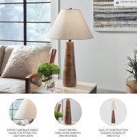 Signature Design by Ashley Danset Contemporary Wood Table Lamp with 3-Way Switch, Light Brown - Image 3