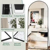 Antok Arched Full Length Mirror, 76"x34" Arched Floor Mirror, Glassless Mirror Full Length with Stand, Floor Mirrors Freestanding, Wall Mounted Mirrors for Bedroom Living Room, Black - Image 5