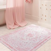 Pink Small Area Rug 3x5 for Entryway - Aesthetic Bow Washable Vanity Floral Mini Throw Rug for Bedside Girls Bedroom Classroom Kitchen Entry Way Front Door Indoor Entrance Inside House Bathroom - Image 2
