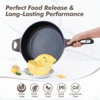 SENSARTE Nonstick Frying Pan Skillet with Lid, 12 Inch Large Deep Frying Pan, 5 Qt Non Stick Saute Pan with Cover, Induction Pan, Healthy Non Toxic Cooking Pan with Helper Handle, PFOA PFOS Free - Image 2