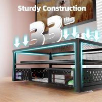 Simple Trending Metal Monitor Stand Riser and Computer Desk Organizer with Drawer for Laptop, Computer, iMac, Black - Image 5