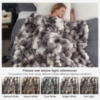 Cozy Bliss Faux Fur Throw Blanket for Couch, Fuzzy Soft Plush Thick Bubble Blanket for Sofa Bedroom Living Room, 50 * 60 Inches Tie-dye Taupe - Image 9