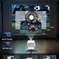 【500ANSI & Dustproof】Projector with WiFi 6 and Bluetooth, Native 1080P Smart Portable Movie Projector for Outdoor Use, Mini Room Projector 4K Support, Video Projector Compatible with Phone PC TV Stick - Image 4