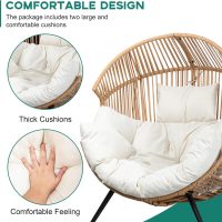 Shintenchi Wicker Egg Chair Outdoor Rattan Patio Chair with Cushion,Oversized Patio Lounge Chairs with Cushion Egg Basket Chair, Egg Seat for Indoor Living Room Bedroom Outside Patio Backyard Balcony - Image 3