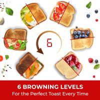 Mueller UltraToast Full Stainless Steel Toaster 4 Slice, Long Extra-Wide Slots for Bagels and Waffles, 6 Browning Levels, LED Display, Cancel/Defrost/Reheat Functions & Removable Tray, Kitchen Gadgets - Image 5