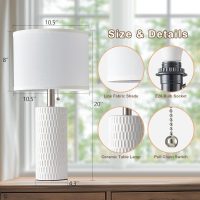 Table Lamps for Living Room Set of 2, Ceramic Table Lamps for Bedroom, 20" Modern Lamps for Night Stands, White - Image 5