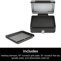 Ninja Griddle and Indoor Grill, 14’’, Electric Grill, For Steak, Burgers, Salmon, Veggies, and More, Pancake Griddle, Nonstick, Dishwasher Safe, 500F, Even Cooking, Silver, GR101 - Image 9