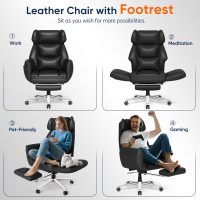 GABRYLLY Ergonomic Chair with Footrest – Wide Cross Legged Chair with Reversible Armrests, 120°Tilt, Lumbar Support,Heavy-Duty Base, Big and Tall Executive Chair Plus, Black, GY82766 - Image 6