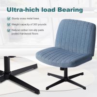 OLIXIS Criss Cross Chairs Legged Armless No Wheels Wide Seat Height Adjustable Swivel Rolling Padded Fabric Home Office Desk Seating for Bedroom, Student, Study Room - Image 4