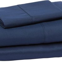 Amazon Basics Lightweight Super Soft Easy Care Wrinkle Free Microfiber 3 Piece Bed Sheet Set with 14-Inch Deep Pockets, Twin, Navy Blue, Solid, Kids, Men & Women Bedding - Image 2
