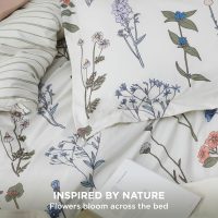 Bedsure Comforter Set Queen Size - Cute Floral Bedding Comforter Set, 3 Pieces, 1 Soft Reversible Coconut White Botanical Flowers Comforter and 2 Pillow Shams - Image 4