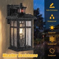 Motion Sensor Outdoor Wall Lights 2 Packs- Updated Dusk to Dawn Outdoor Lighting, Exterior Light Fixtures with E26 Sockets & Tempered Glass, Wall Mounted Black Waterproof Outdoor Lights for House - Image 5