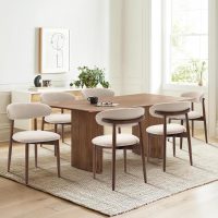 COLAMY Wooden Dining Chairs Set of 4, Modern Fabric Upholstered Kitchen Side Chairs, Farmhouse Dining Room Chair with Foot Pegs, Beige - Image 7