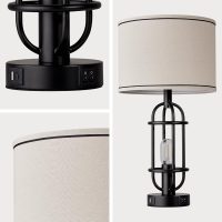 Black Table Lamps for Living Room Set of 2, 22.3" Farmhouse Lamps for Nightstand, Industrial Table Lamps for Bedroom with USB Ports, Bulbs Included - Image 9