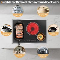 30 Inch Electric Cooktop, 4 Burner Electric Stove Top with Touch Control, 7800W Built-In Glass Stovetop with BBQ & Expandable Zone, 9-Level Adjustable, Child Lock, Timer, 220V-240V Hardwire - Image 8